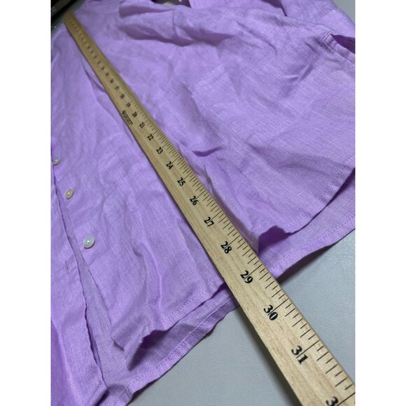 J. Jill Love Linen Essential Button Up Long Sleeve Tunic Top Size Large Purple - Picture 5 of 13